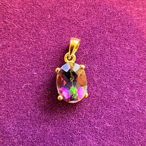 Vintage 14k Solid Gold Mystic Topaz Charm Pendant